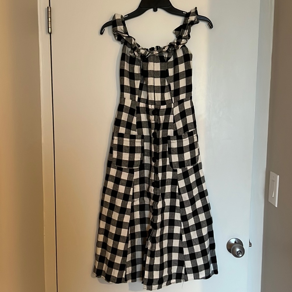 Black and White Linen  Checkered Reformation Dress